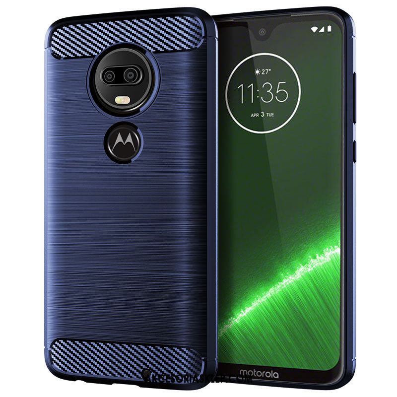 Futerał Moto G7 Plus Jedwab Niebieski Miękki Wzór Ochraniacz Pokrowce Tanie