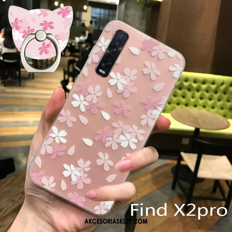 Futerał Oppo Find X2 Pro Sakura Miękki Nubuku Anti-fall All Inclusive Etui Dyskont