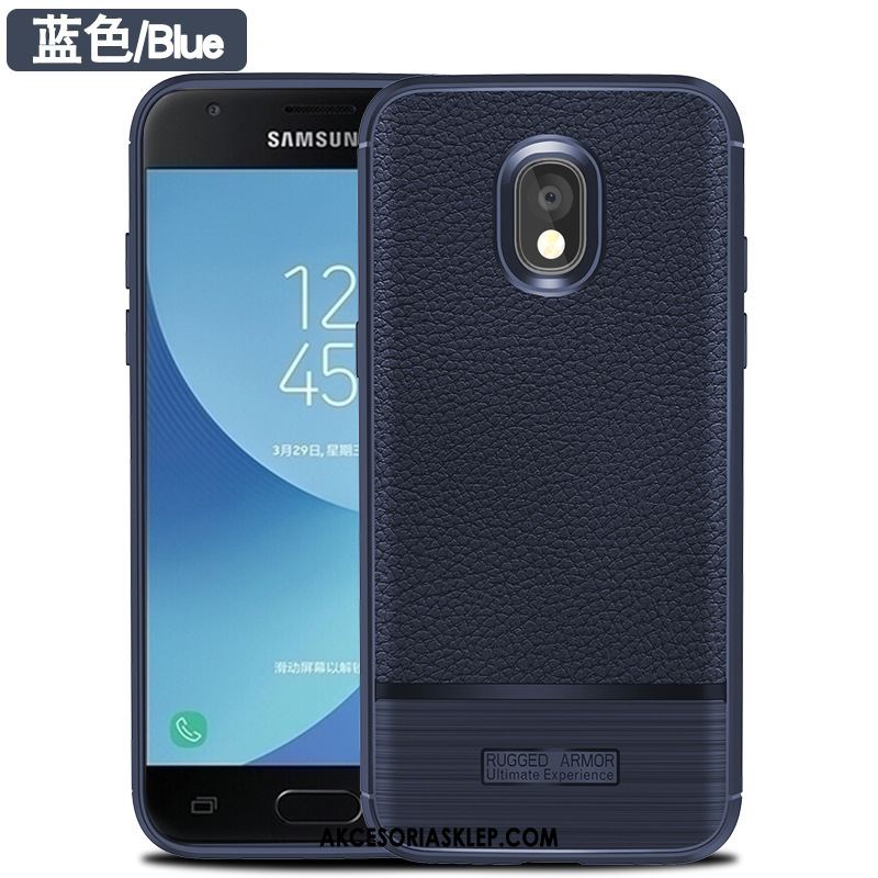 Futerał Samsung Galaxy J7 2017 Akcesoria Miękki Wzór Litchi Niebieski Etui Oferta