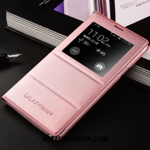 Futerał Samsung Galaxy Note 4 Skórzany Futerał Telefon Komórkowy Klapa Gwiazda Różowe Obudowa Tanie