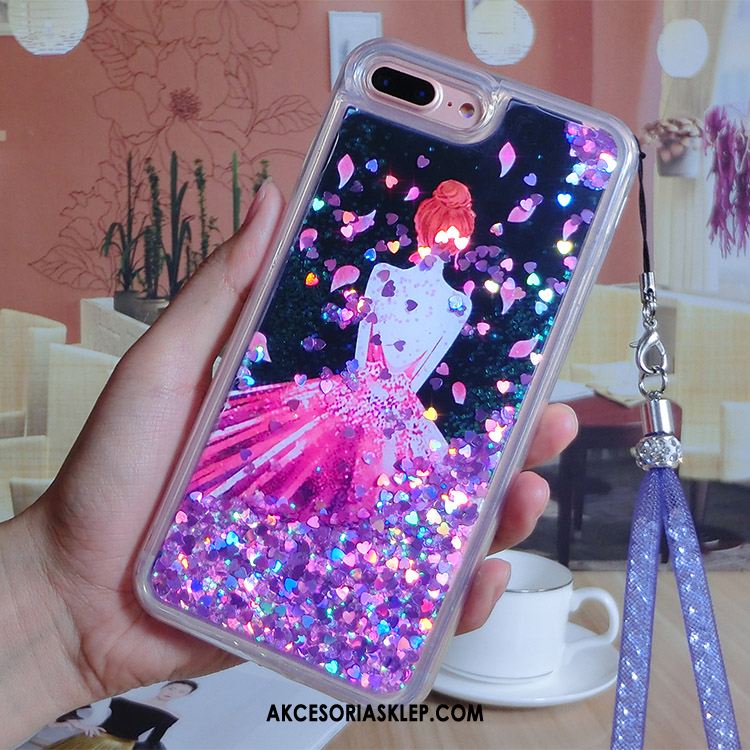 Futerał iPhone 7 Plus Rhinestone Quicksand Purpurowy Wiszące Ozdoby Liquid Obudowa Tanie