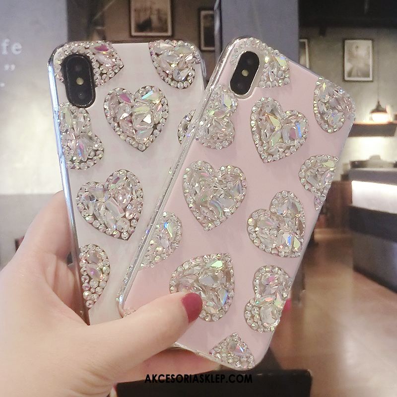 Futerał iPhone Xs Miękki Anti-fall Silikonowe Różowe Rhinestone Pokrowce Tanie