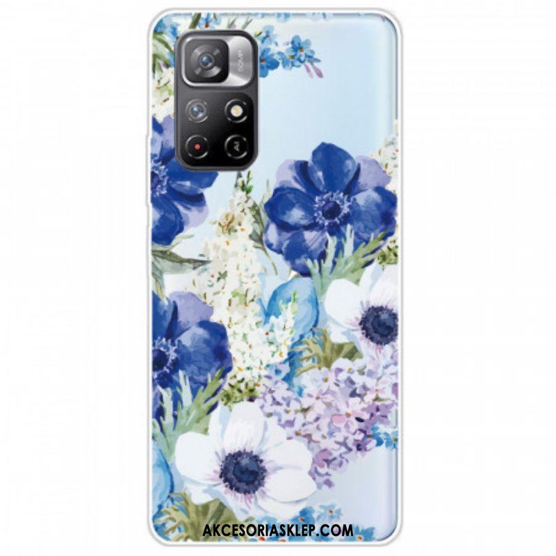 Futerały do Poco M4 Pro 5G Akwarela Niebieskie Kwiaty