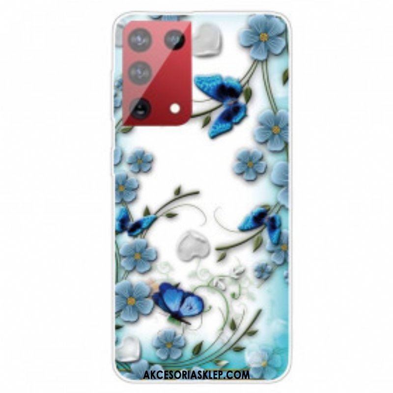 Futerały do Samsung Galaxy S21 Ultra 5G Retro Motyle I Kwiaty