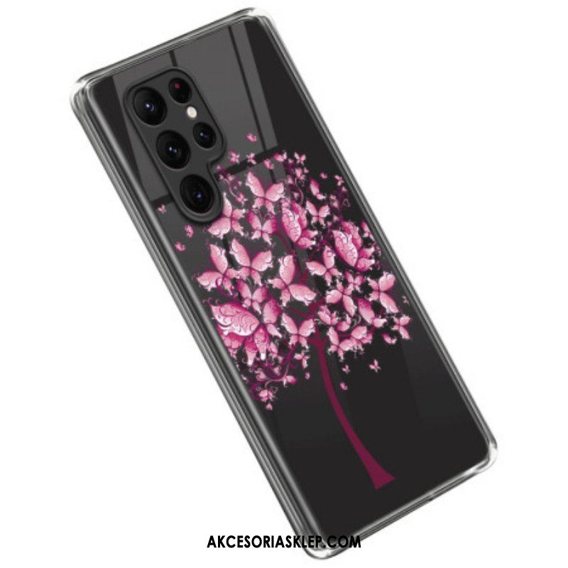 Futerały do Samsung Galaxy S23 Ultra 5G Różowe Drzewo