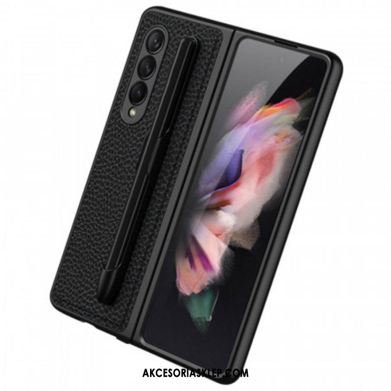 Futerały do Samsung Galaxy Z Fold 3 5G Skórzany Uchwyt Na Rysik Gkk Litchi