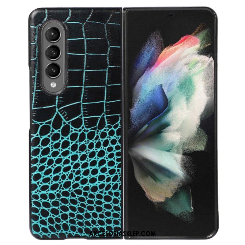 Futerały do Samsung Galaxy Z Fold 4 Modna Skóra Naturalna Z Efektem Krokodyla