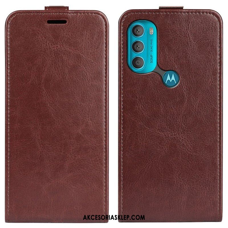 Skórzany Futerał do Moto G71 5G Etui Folio Składane Retro