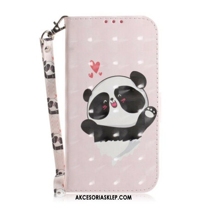 Skórzany Futerał do Poco X3 / X3 Pro / X3 NFC z Łańcuch Panda Love Ze Smyczą